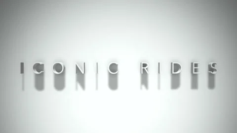 Iconic rides  3D title animation white text on a white background Stock Footage 299635399