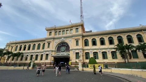The iconic Saigon Postal Office building, Ho Chi Minh City, Vietnam 4K Stock Footage 229921825