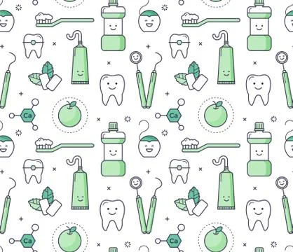 Iconic seamless Pattern about dentistry for kids Stock Illustration