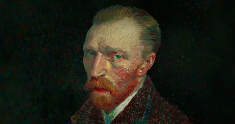 The Iconic Self-Portrait of Vincent Van Gogh in Motion. Stock Footage 104428300