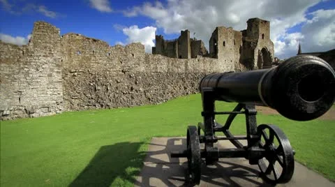 Iconic shot of Castle Walls and Canon, Ireland GFHD Stock Footage