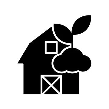 Iconic silhouette of a house with leaf and cloud symbolizing sustainability Stock Illustration