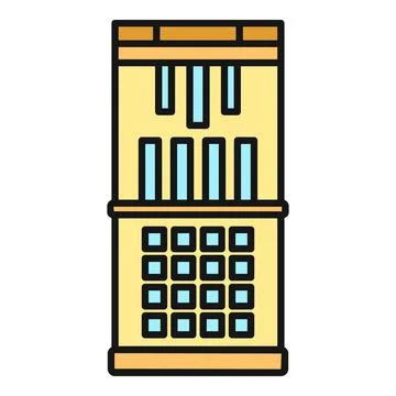 Iconic skyscraper building architecture flat outline color vector Stockillustratie