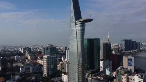 The iconic Stark Bitexco Financial tower in Saigon, Vietnam 4K Stock Footage 229540853
