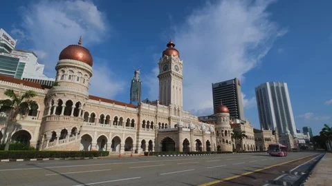 The iconic Sultan Abdul Samad building at Dataran Merdeka Stock Footage 129389076