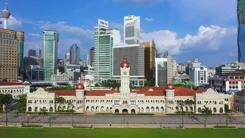The iconic Sultan Abdul Samad building at Dataran Merdeka Stock Footage 129393371