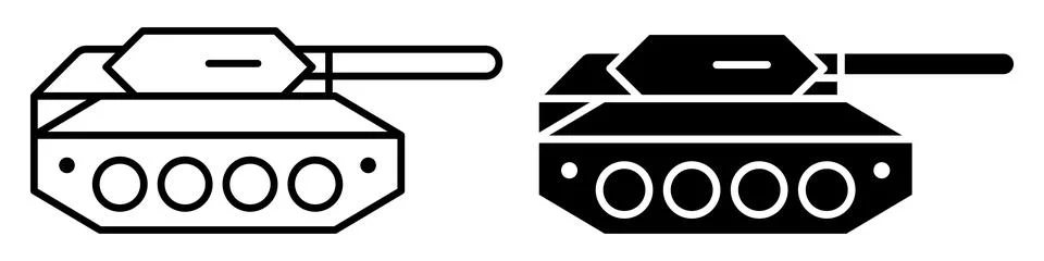 Iconic Tank Vector Design in Black and White for Military Themes 库存插图