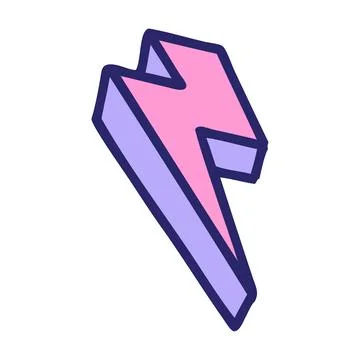 Iconic tattoo style image of lighting bolt in bright neon color Stock Illustration