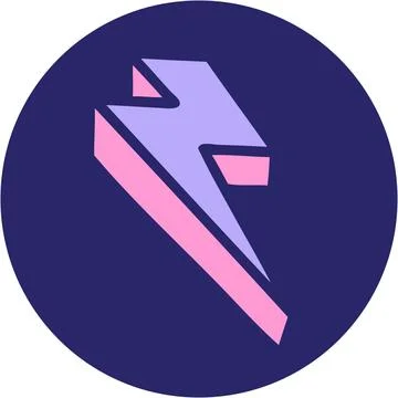 Iconic tattoo style image of lighting bolt in bright neon color Stock Illustration