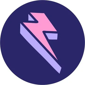 Iconic tattoo style image of lighting bolt in bright neon color Stock Illustration