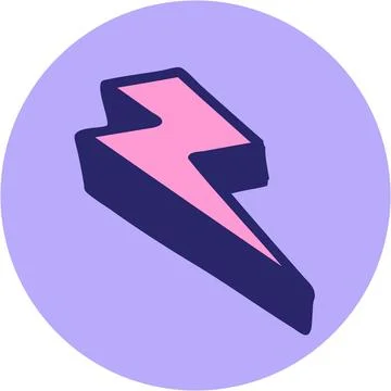 Iconic tattoo style image of lighting bolt in bright neon color Stock Illustration