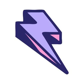 Iconic tattoo style image of lighting bolt in bright neon color Stock Illustration