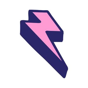 Iconic tattoo style image of lighting bolt in bright neon color Stock Illustration