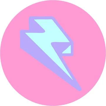 Iconic tattoo style image of lighting bolt in bright neon color Stock Illustration