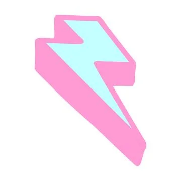 Iconic tattoo style image of lighting bolt in bright neon color Stock Illustration
