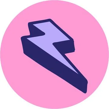 Iconic tattoo style image of lighting bolt in bright neon color Stock Illustration
