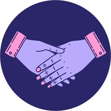 Iconic tattoo style image of a pair of hands in bright neon color Ilustração Stock