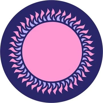Iconic tattoo style image of a sun in bright neon color Stock Illustration
