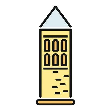 Iconic tower architecture with arched windows and a pointed roof Stock Illustration