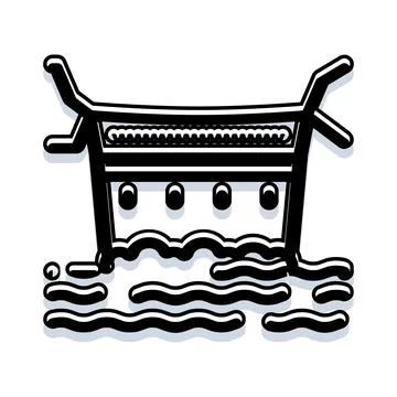 Iconic traditional temple structure over water vector Ilustração Stock