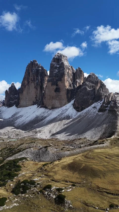 Iconic tre cime di lavaredo peaks in the italian dolomites Stock Footage 328236324