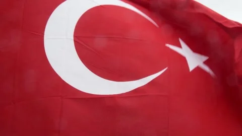 Iconic Turkish flag waving gracefully in the wind of Istanbul Stock Footage 314195663