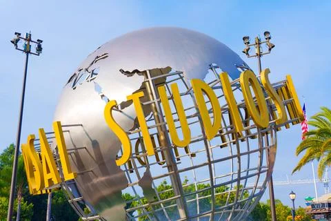 Iconic Universal Studios Globe Signage in Los Angeles California Stock Photos