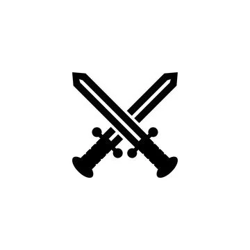 Iconic vector illustration of crossed medieval swords Stock Illustration