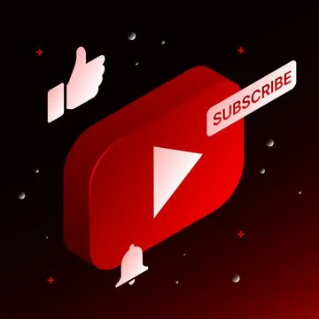 Iconic Video Platform Logo. Notification Bell, Like and Subscribe Buttons Stock Illustration