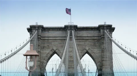 Iconic View of Brooklyn Bridge, New York Stock Footage 24402105