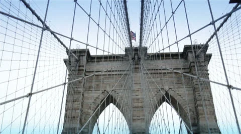 Iconic View of Brooklyn Bridge, New York Stock Footage 24402722