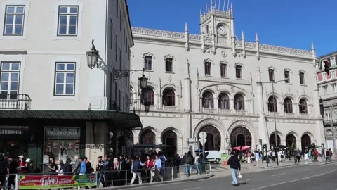 Iconic view of rossio station's architecture Stock Footage 276481511