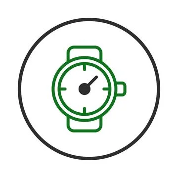 Iconic watch symbol inside the circular frame that highlights time manageme.. Stock Illustration