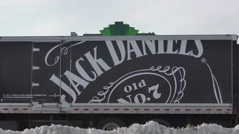 Iconic whiskey drink maker Jack Daniels delivery truck Stock Footage 206857037