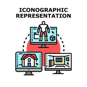 Iconographic representation of digital 3d modeling and design Illustrazione stock