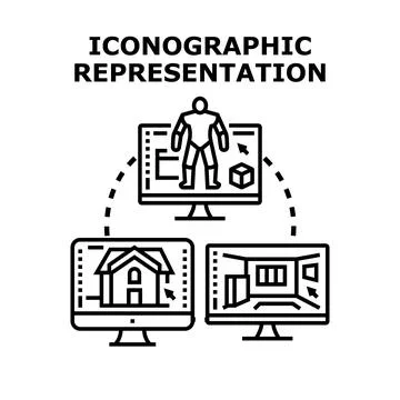 Iconographic representation of digital 3d modeling and design Stock Illustration