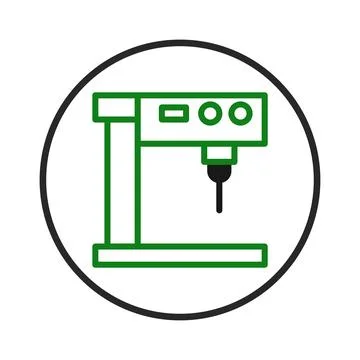 Iconographic representation of a drilling machine in an industrial setting .. Stock Illustration