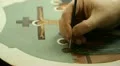 Iconography. Icon painter at work in icon painting workshop. HD Footage