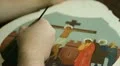 Iconography. Icon painter at work in icon painting workshop. HD 동영상