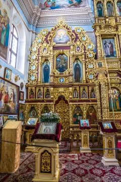 The iconostasis and interior of the St. Nicholas Church in Mogilev. Belarus Stock Photos