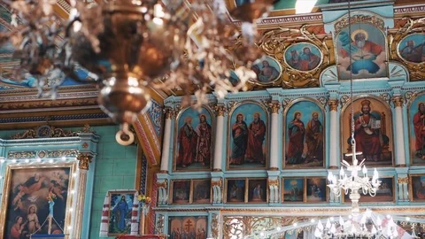 Iconostasis in the church Stock Footage 83017212