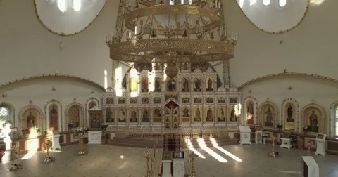 The iconostasis of the temple Stock Footage 81416071