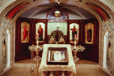 Iconostasis in the temple Stock Photos