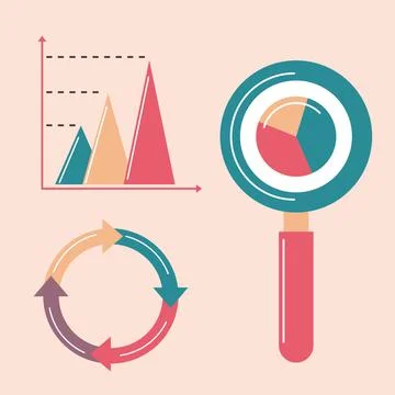 Icons analytics chart Illustrazione stock