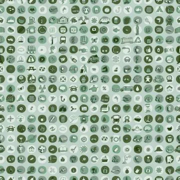 Icons and circles seamless pattern Stock Illustration