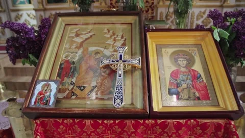Icons and cross Stock Footage 130398510
