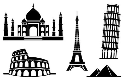 Icons of architectural monuments Stock Illustration