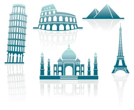 Icons of architectural monuments Stock Illustration