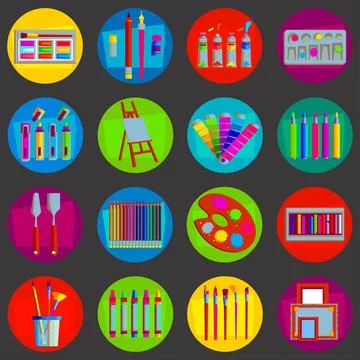 Icons for the artist Stock Illustration