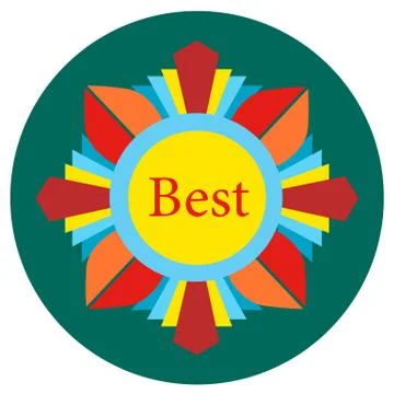 Icons awards in the flat style. Vector image on a round colored background. E Stock Illustration